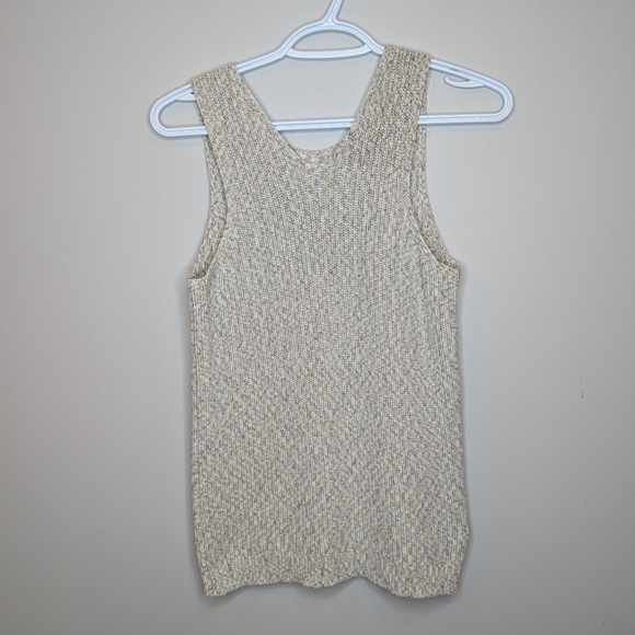 LOFT Beige Cream Multitone Knit Sleeveless Top Women Small *flaw - Picture 2 of 8